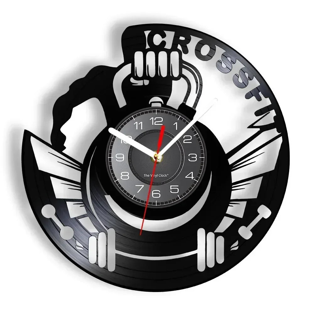 Vinyl Record Gym Wall Clock, 30 cm, Eight Designs