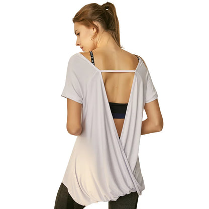Women's Backless Modal Gym Shirt, Sizes S to L