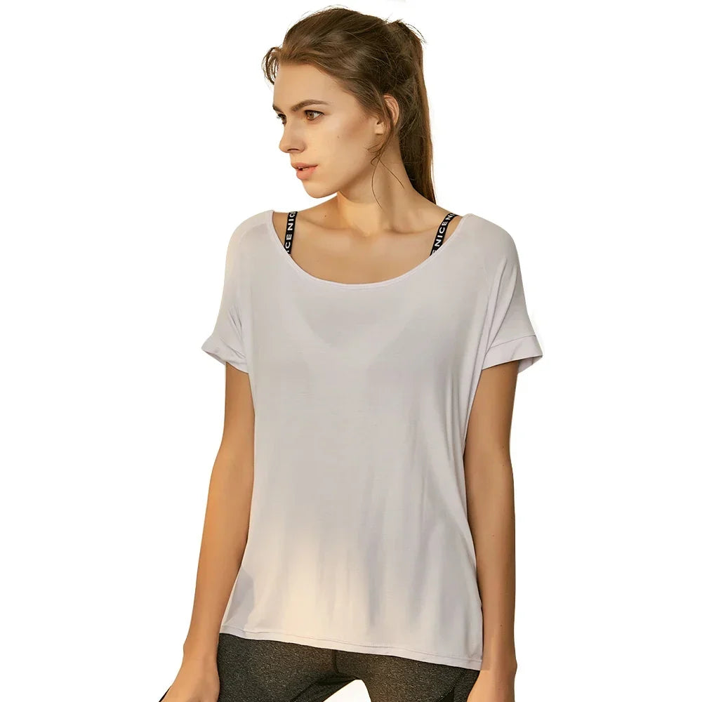 Women's Backless Modal Gym Shirt, Sizes S to L