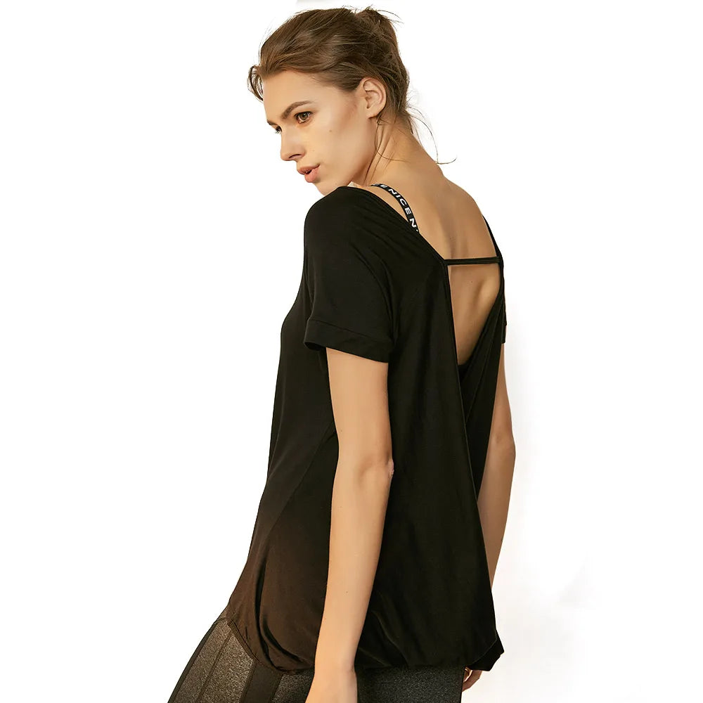Women's Backless Modal Gym Shirt, Sizes S to L