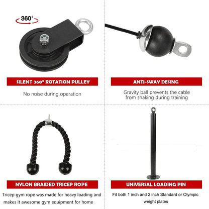 Cable Pulley System with Rubber Handles