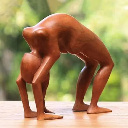 Carved Wooden Yoga Figure Ornament, Six Designs