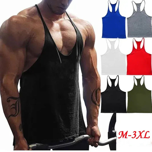 Men's Y-Back Gym Tank Top, Sizes M to XXXL