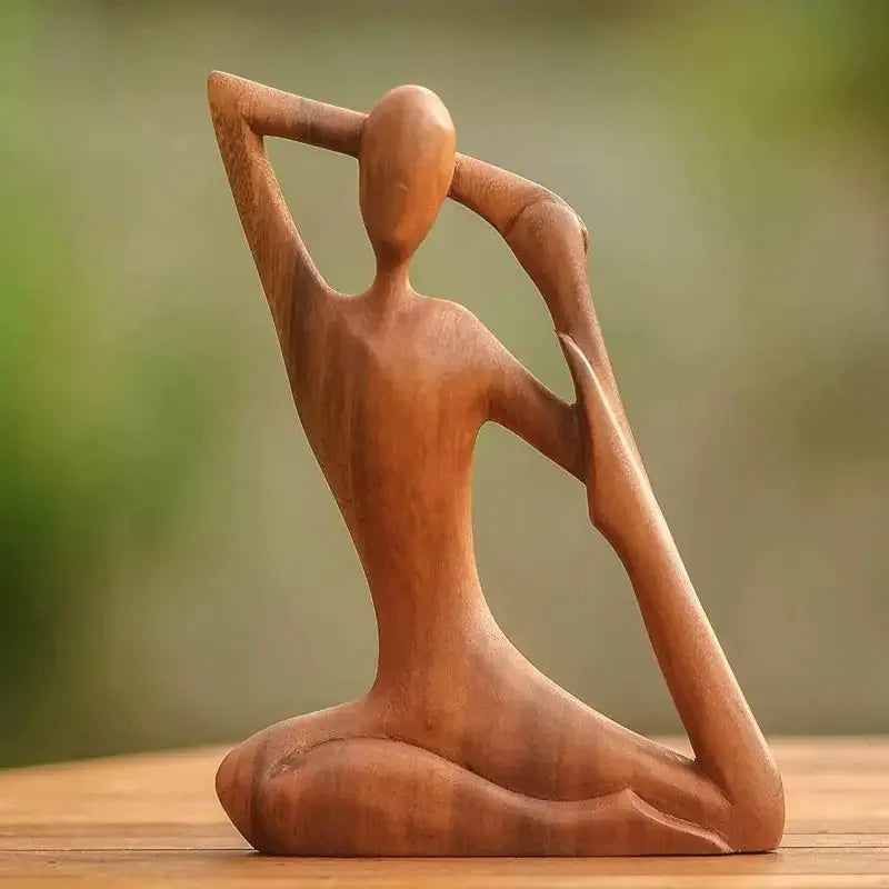 Carved Wooden Yoga Figure Ornament, Six Designs