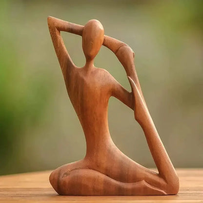 Carved Wooden Yoga Figure Ornament, Six Designs