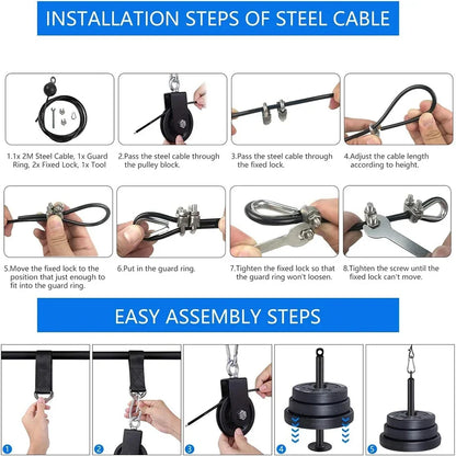 Cable Pulley System with Rubber Handles