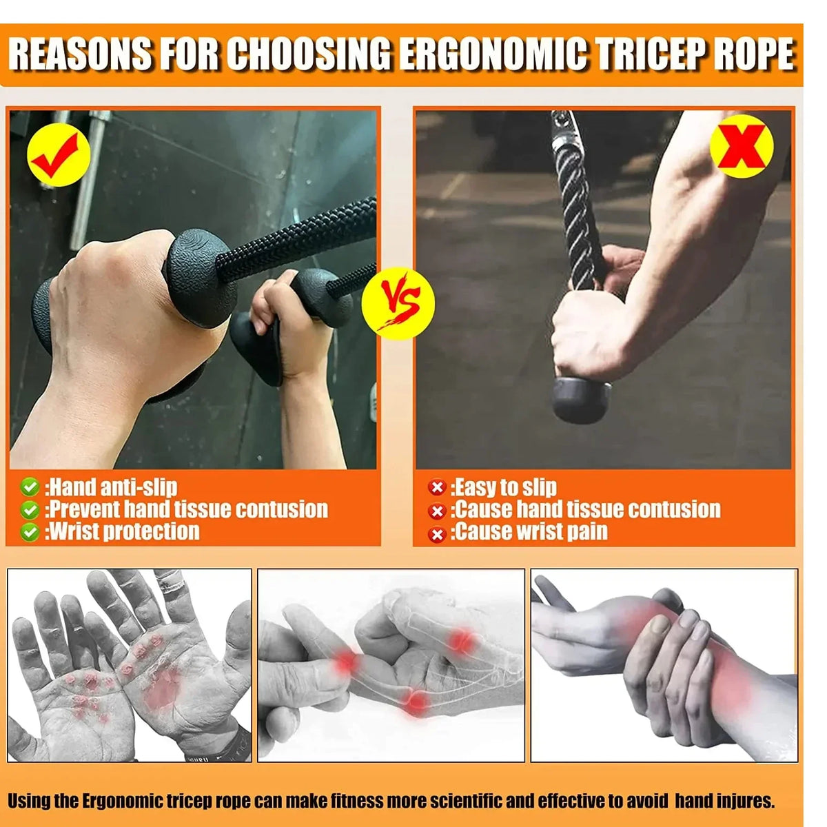 PVC Cable Machine Rope Handles, Black