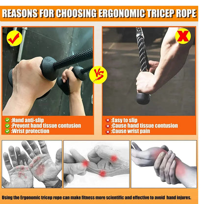 PVC Cable Machine Rope Handles, Black