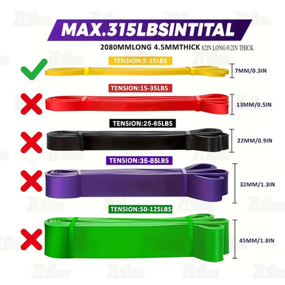 Resistance Band Set, 5 to 125 lb, Five Levels