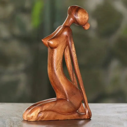 Carved Wooden Yoga Figure Ornament, Six Designs