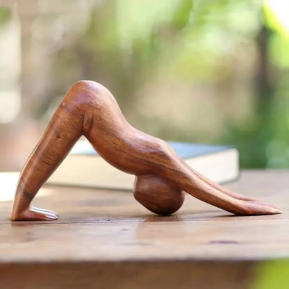 Carved Wooden Yoga Figure Ornament, Six Designs