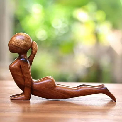 Carved Wooden Yoga Figure Ornament, Six Designs
