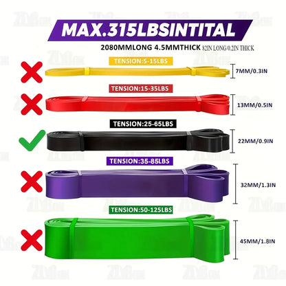 Resistance Band Set, 5 to 125 lb, Five Levels