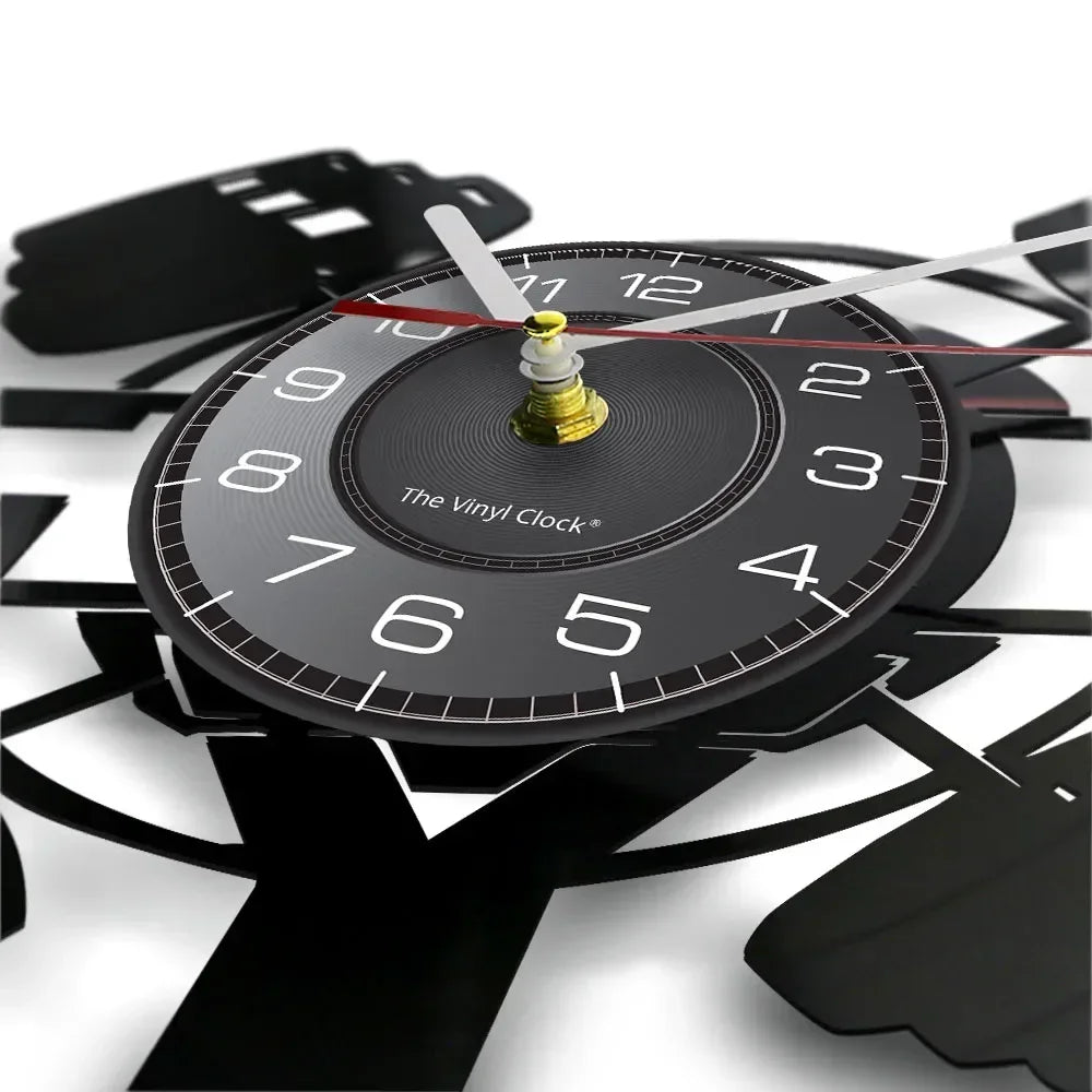 Vinyl Record Gym Wall Clock, 30 cm, Eight Designs