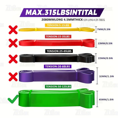 Resistance Band Set, 5 to 125 lb, Five Levels