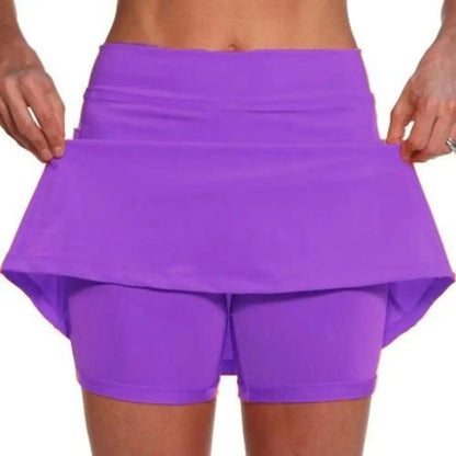 High Waist Sports Skirt with Shorts, Sizes M and L