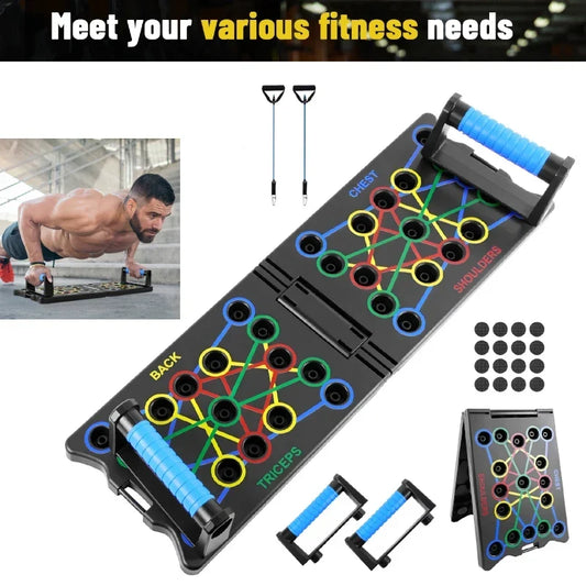 Foldable Push-Up Board with Resistance Bands, 20 kg