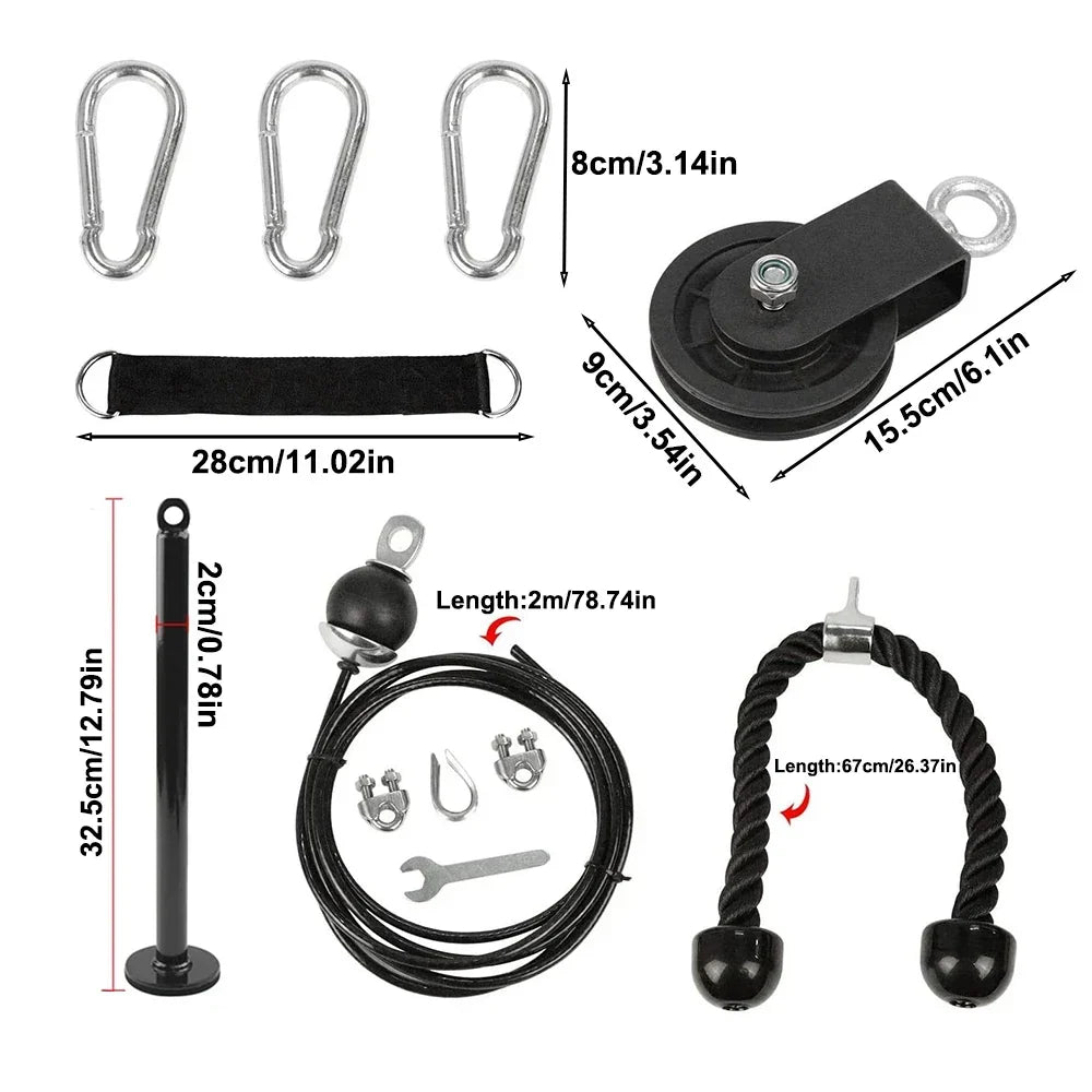 Cable Pulley System with Rubber Handles