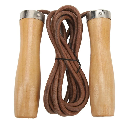 Leather Jump Rope with Wooden Handles, 275 cm