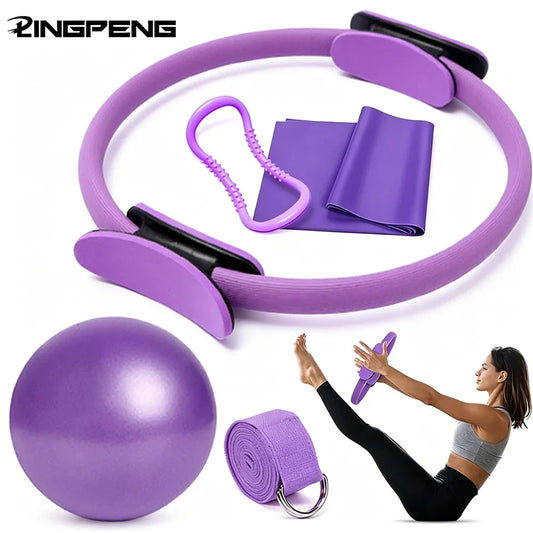 Pilates Ball and Resistance Ring Set, Five Pieces