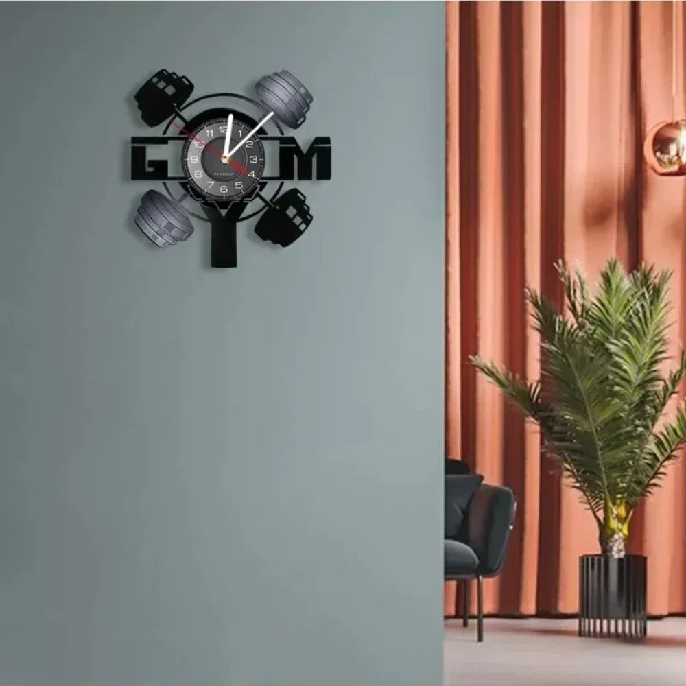 Vinyl Record Gym Wall Clock, 30 cm, Eight Designs