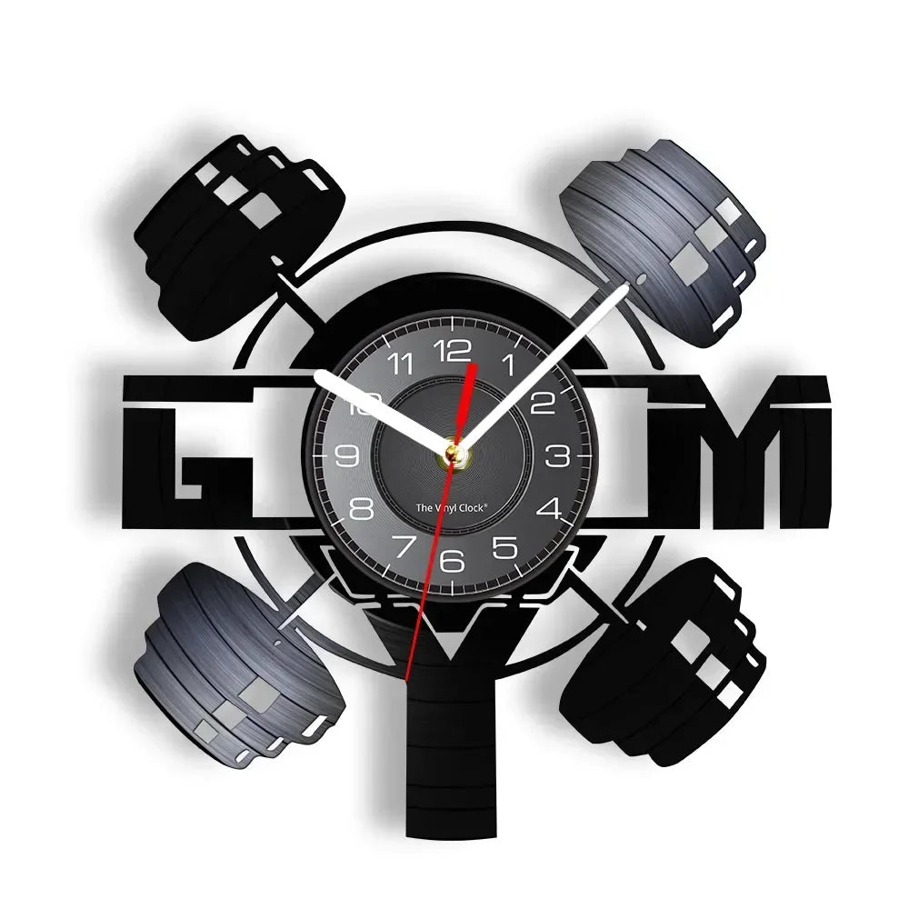 Vinyl Record Gym Wall Clock, 30 cm, Eight Designs