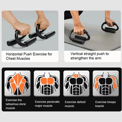 S-Shaped Steel Push-Up Bars with Foam Grips