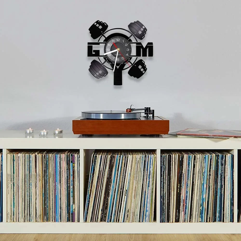 Vinyl Record Gym Wall Clock, 30 cm, Eight Designs